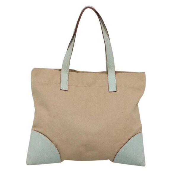 PRADA Tote Bag Canvas Beige Silver Auth - Picture 3 of 15